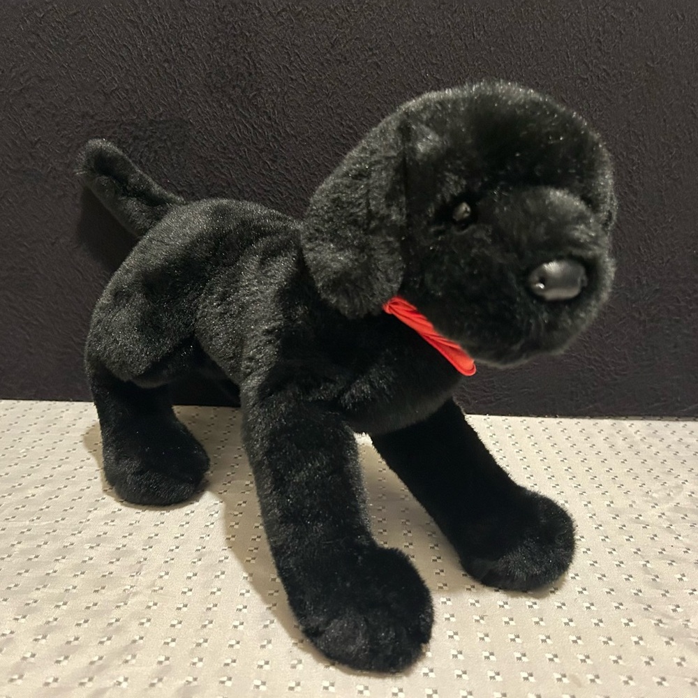 Douglas Cuddle Toy 13” Black Labrador Lab Dog Stuffed Animal Cabelas Red Bandana